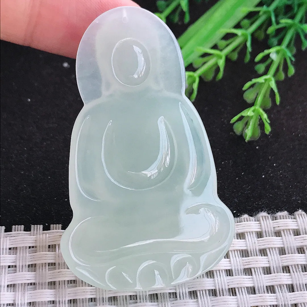 自然光58/36.3/6老坑冰透起胶冰晴大日如来佛挂件翡翠玉吊坠百搭