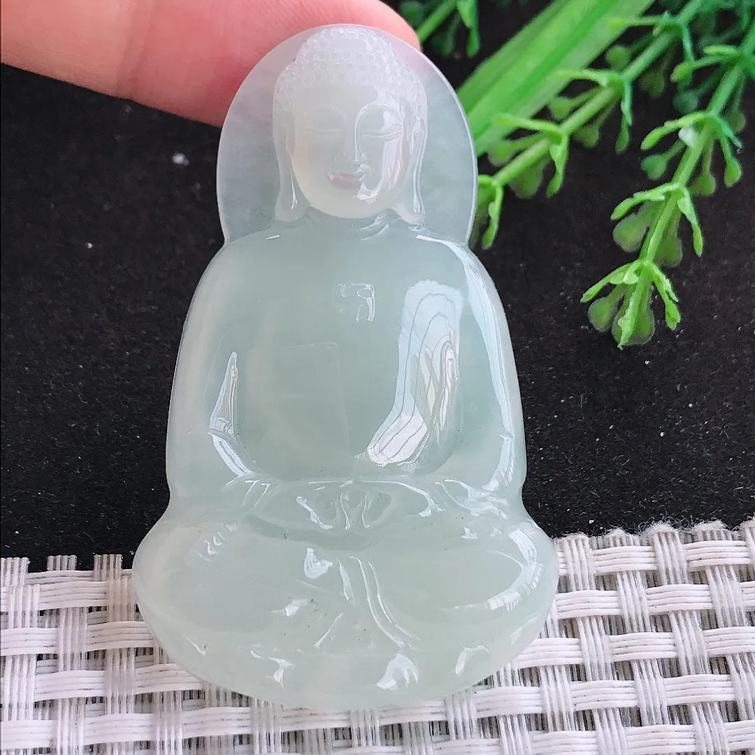自然光58/36.3/6老坑冰透起胶冰晴大日如来佛挂件翡翠玉吊坠百搭