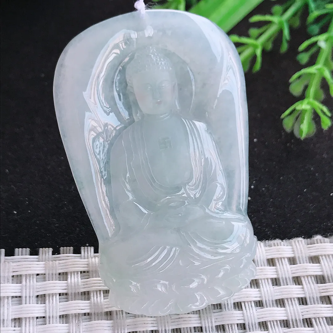 自然光55/36.3/5.6老坑冰润起胶大日如来佛祖挂件翡翠玉吊坠百搭