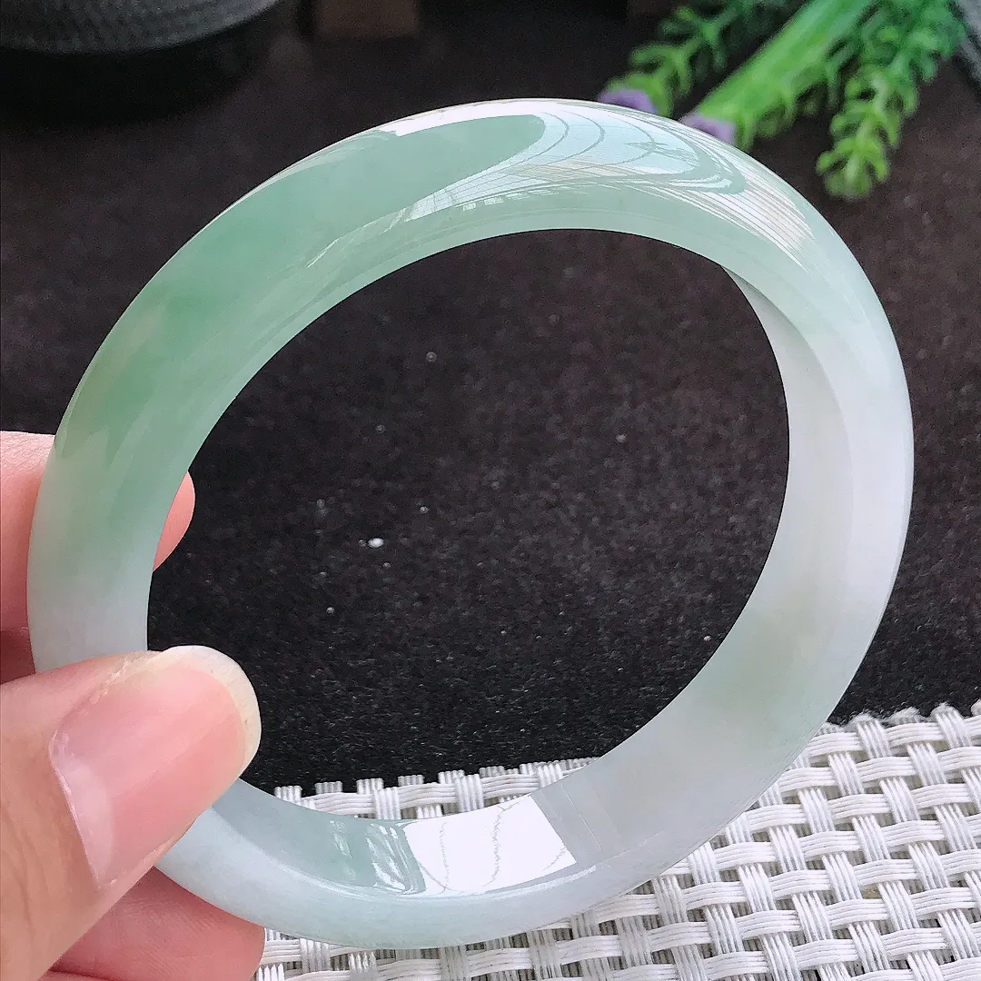 自然光61/12.8/8.2老坑冰胶水灵冰晴手镯大圈口玉镯子美人镯手环