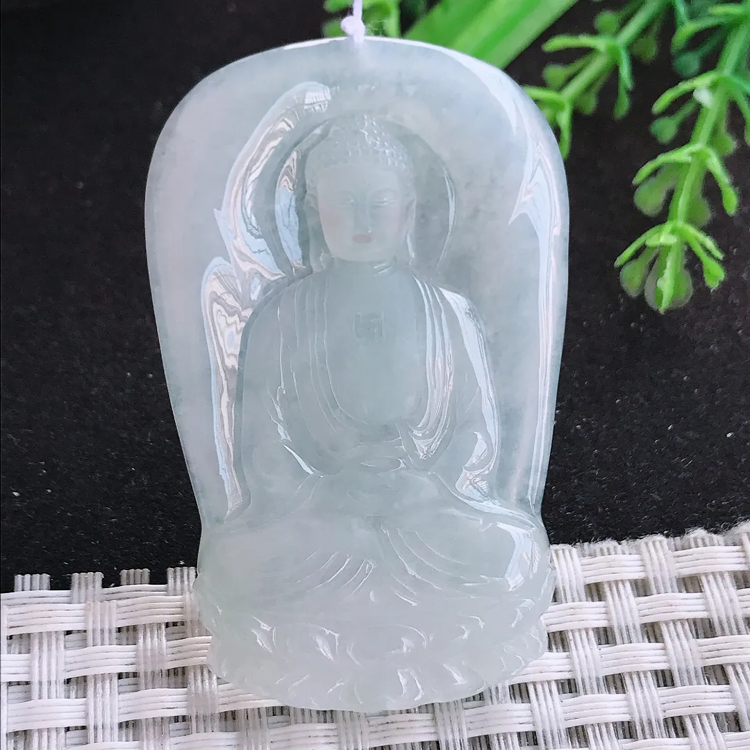 自然光55/36.3/5.6老坑冰润起胶大日如来佛祖挂件翡翠玉吊坠百搭