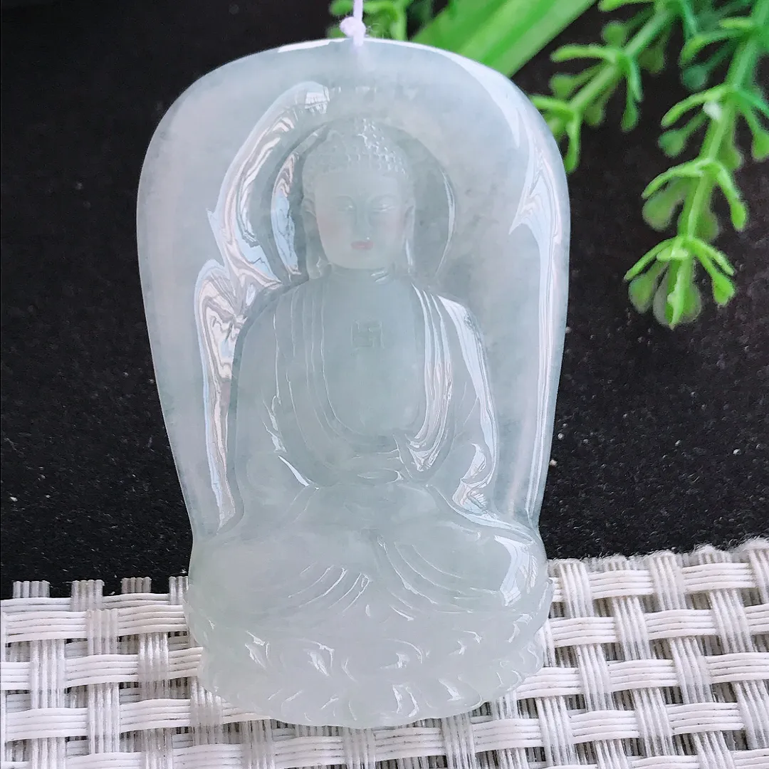 自然光55/36.3/5.6老坑冰润起胶大日如来佛祖挂件翡翠玉吊坠百搭