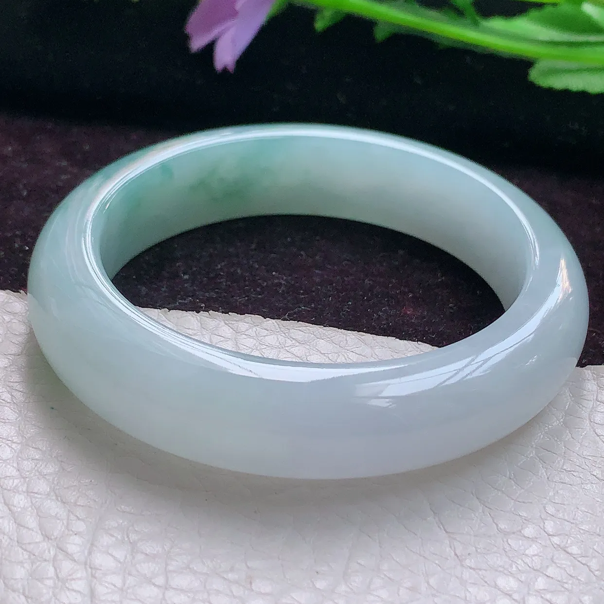 yh实拍56*50*13*9贵妃镯 飘花清新细润宽边缅甸翡翠玉手镯 珠宝玉手环