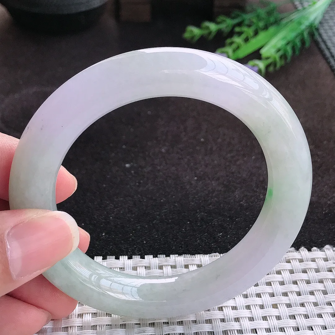 自然光56.3/11.4/11.5老坑冰润水灵紫罗兰胖圆条手镯玉镯子美人镯手环