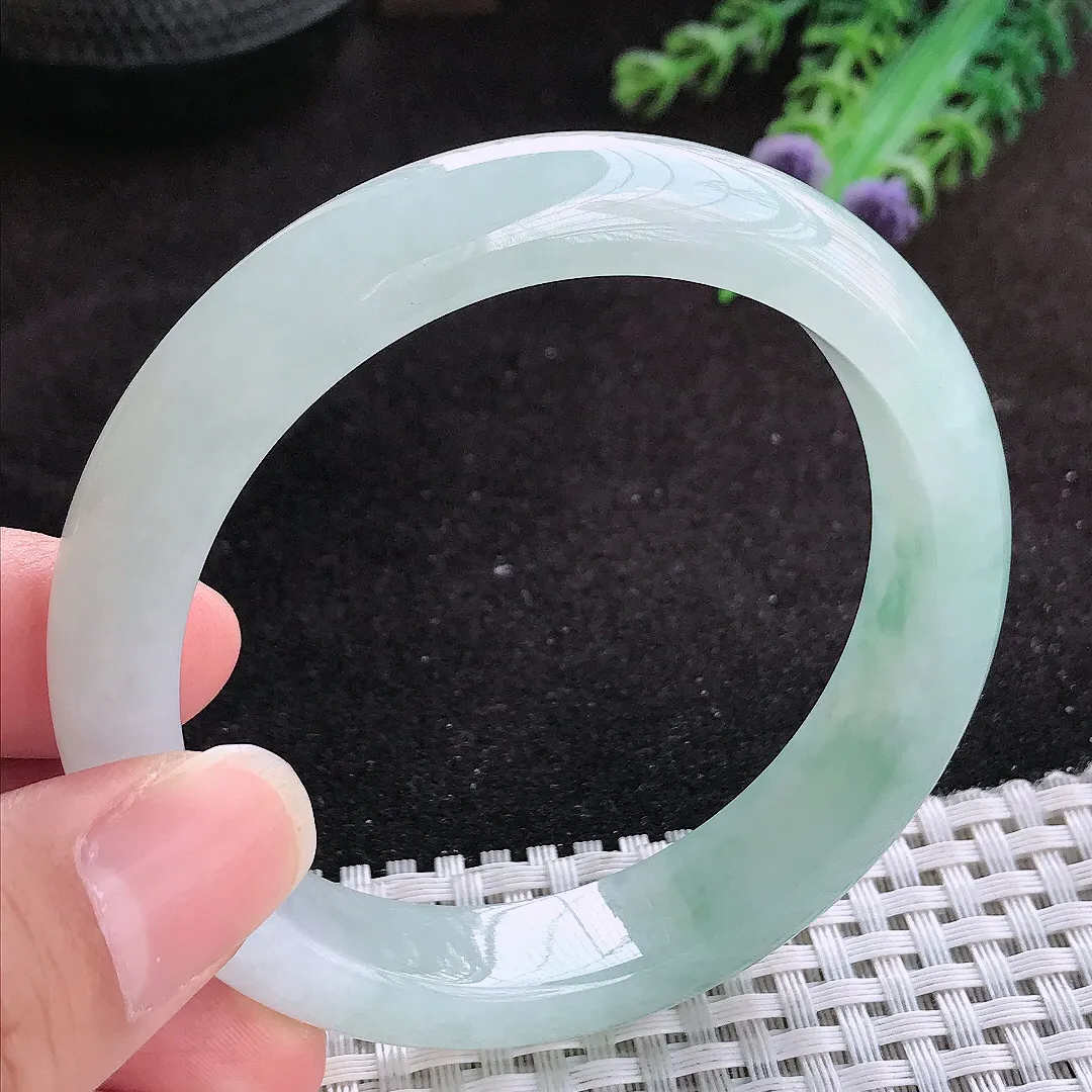 自然光56.5/12.5/8.3老坑冰胶水灵冰晴飘花手镯玉镯子美人镯手环