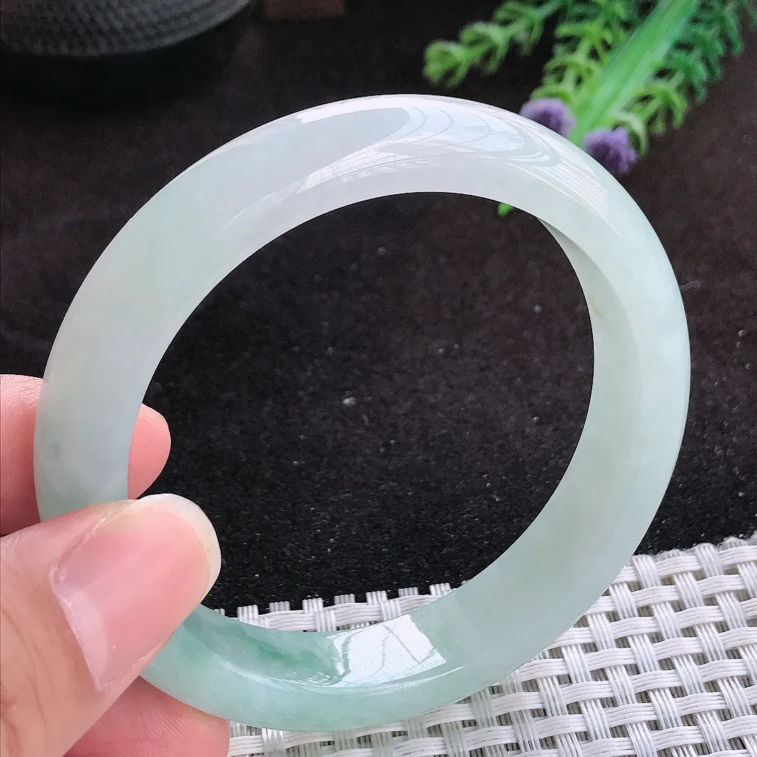 自然光56.5/12.5/8.3老坑冰胶水灵冰晴飘花手镯玉镯子美人镯手环
