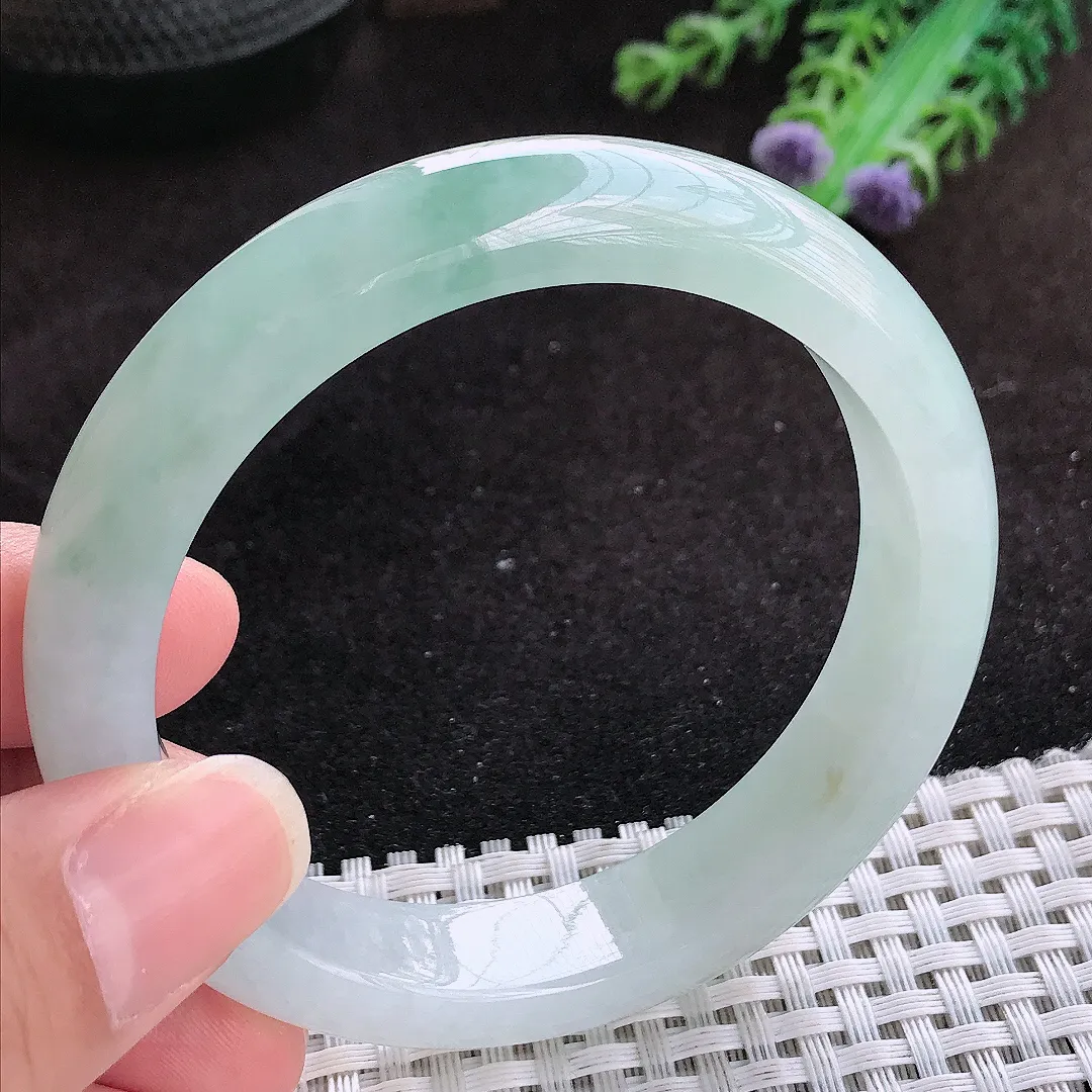 自然光56.5/12.5/8.3老坑冰胶水灵冰晴飘花手镯玉镯子美人镯手环