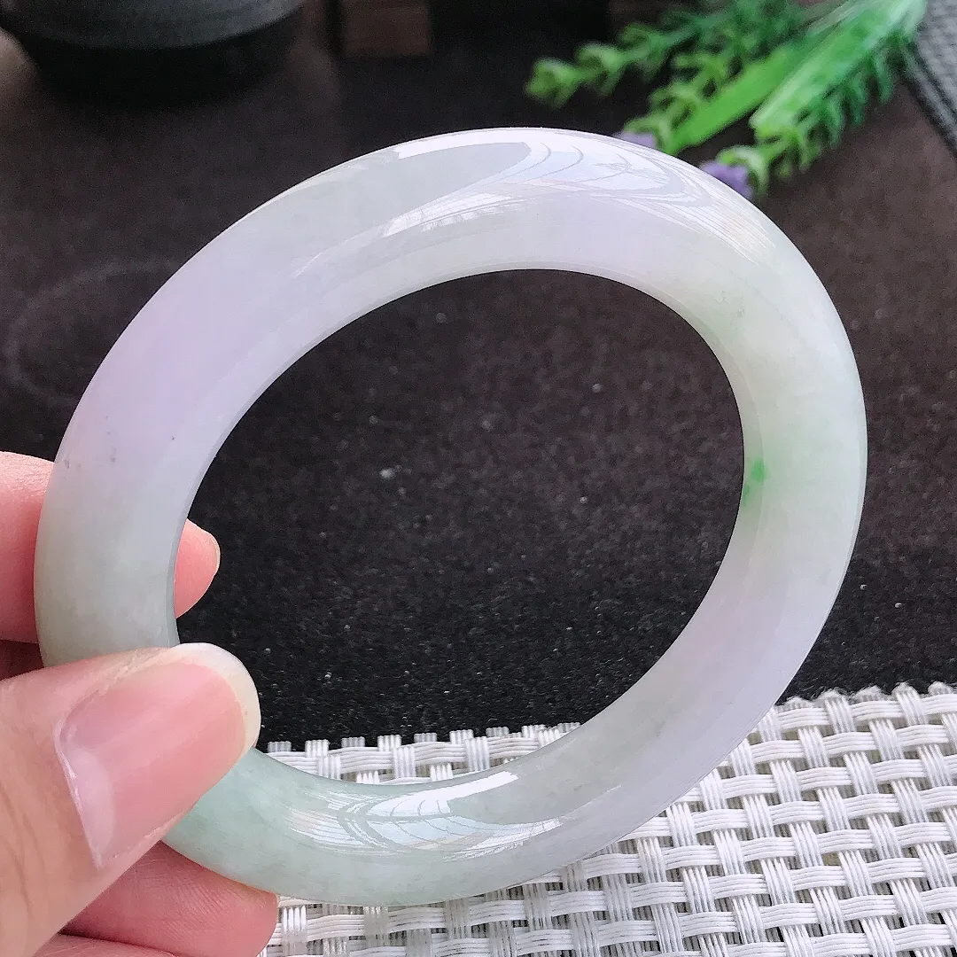 自然光56.3/11.4/11.5老坑冰润水灵紫罗兰胖圆条手镯玉镯子美人镯手环