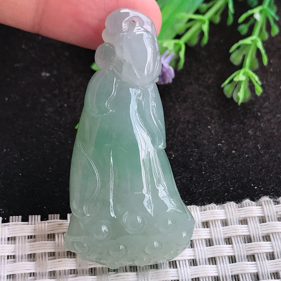 自然光52.8/25.8/12.8老坑冰胶水灵冰晴莲蓬挂件翡翠莲藕吊坠百搭