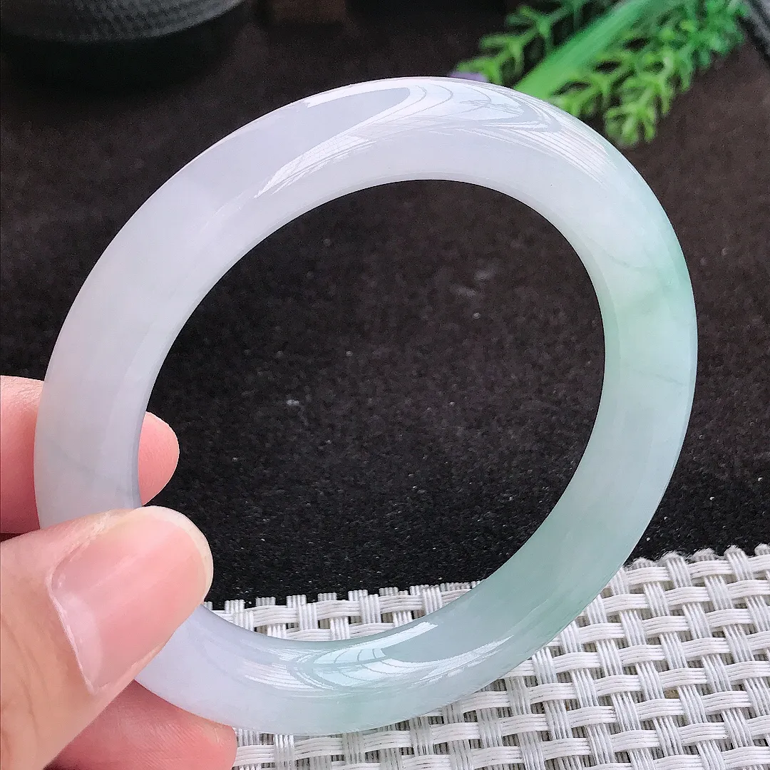 自然光57/10.6/10.5老坑冰胶果冻冰晴圆条手镯翡翠玉镯子美人镯手环