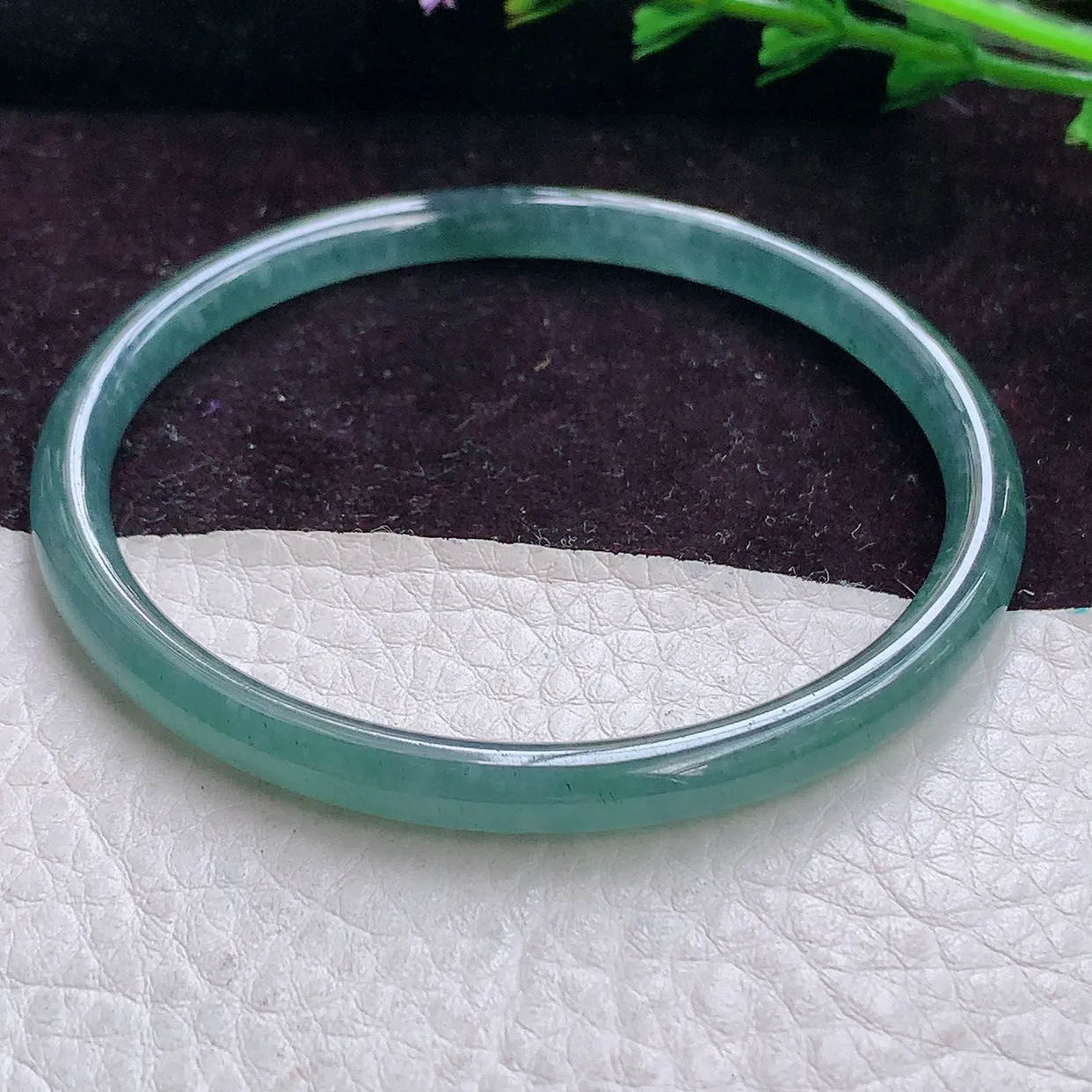 ll小细条58.5*5.2叮当镯 天然翡翠冰蓝圆条玉手镯 珠宝玉手环 美人镯