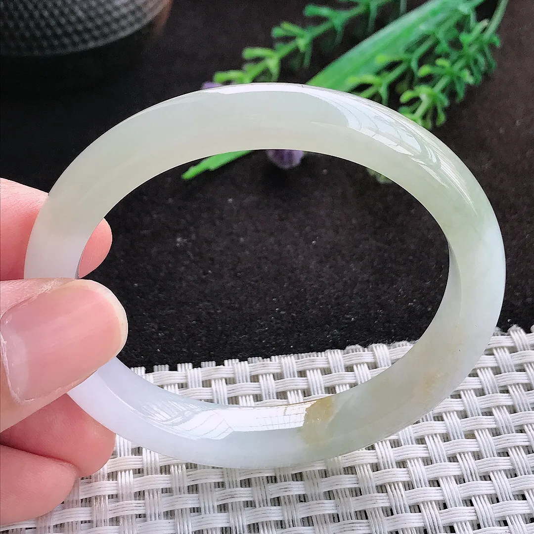 自然光54/49/9.6/7.5老坑冰润水灵飘黄翡贵妃手镯翡翠玉镯子美人镯手环