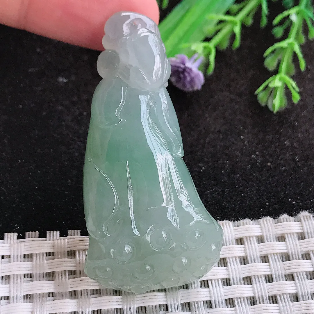 自然光52.8/25.8/12.8老坑冰胶水灵冰晴莲蓬挂件翡翠莲藕吊坠百搭