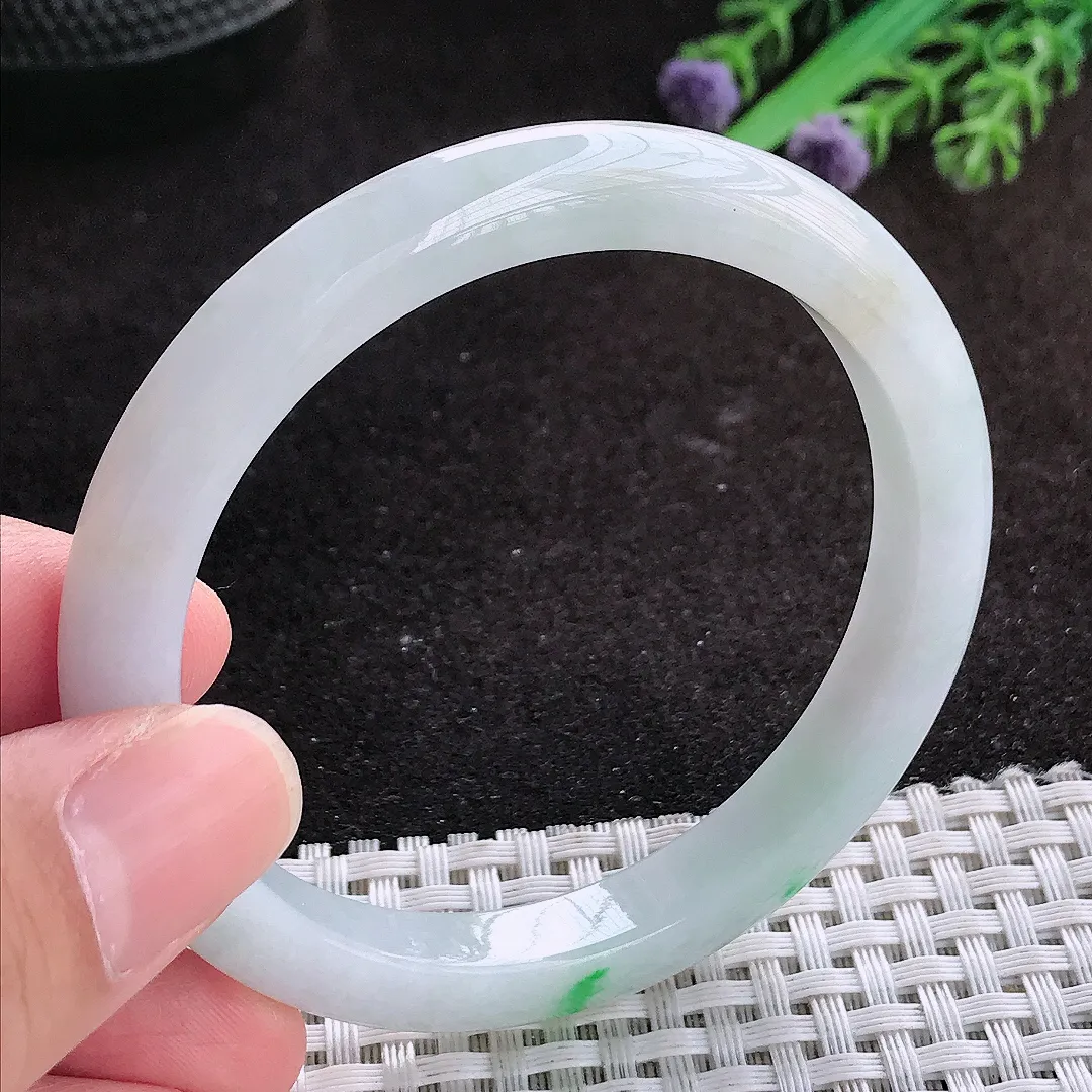 自然光55/8.8/7.6老坑冰润飘阳绿手镯翡翠玉镯子美人镯手环