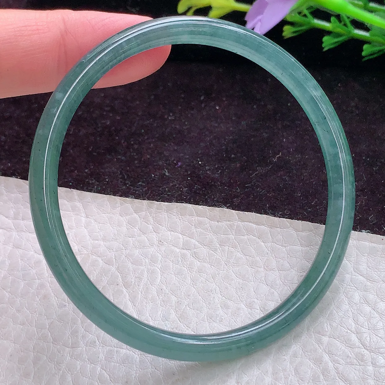 ll小细条58.5*5.2叮当镯 天然翡翠冰蓝圆条玉手镯 珠宝玉手环 美人镯