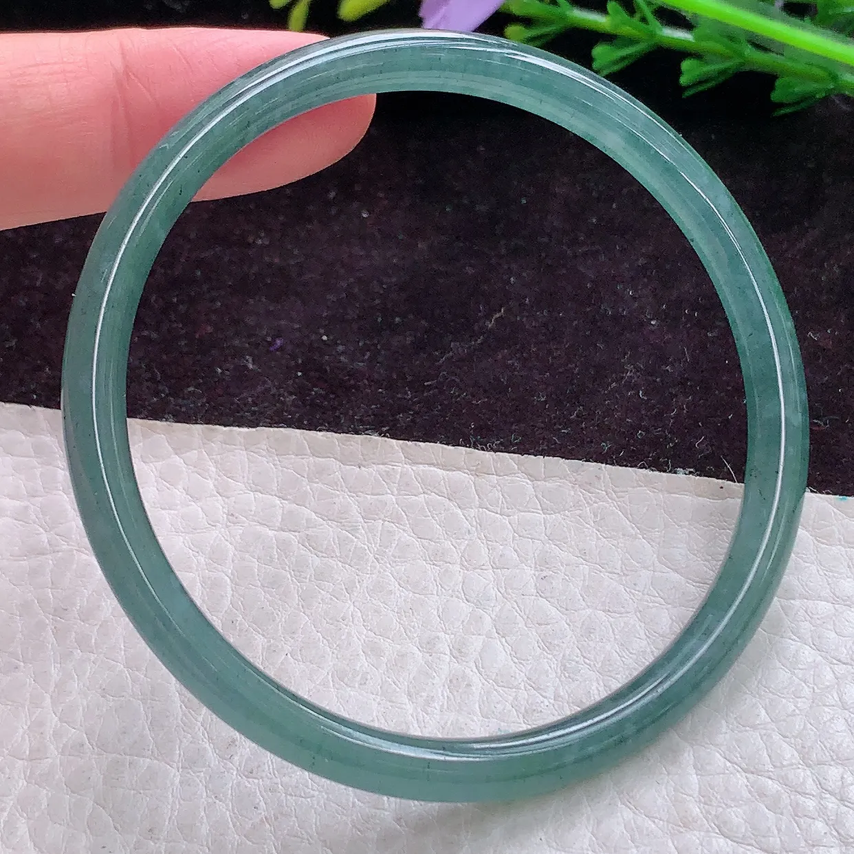 ll小细条58.5*5.2叮当镯 天然翡翠冰蓝圆条玉手镯 珠宝玉手环 美人镯