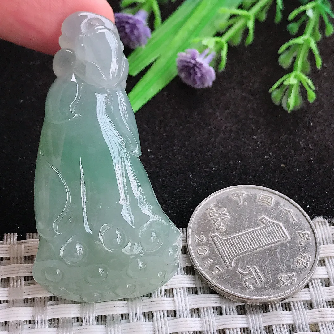 自然光52.8/25.8/12.8老坑冰胶水灵冰晴莲蓬挂件翡翠莲藕吊坠百搭