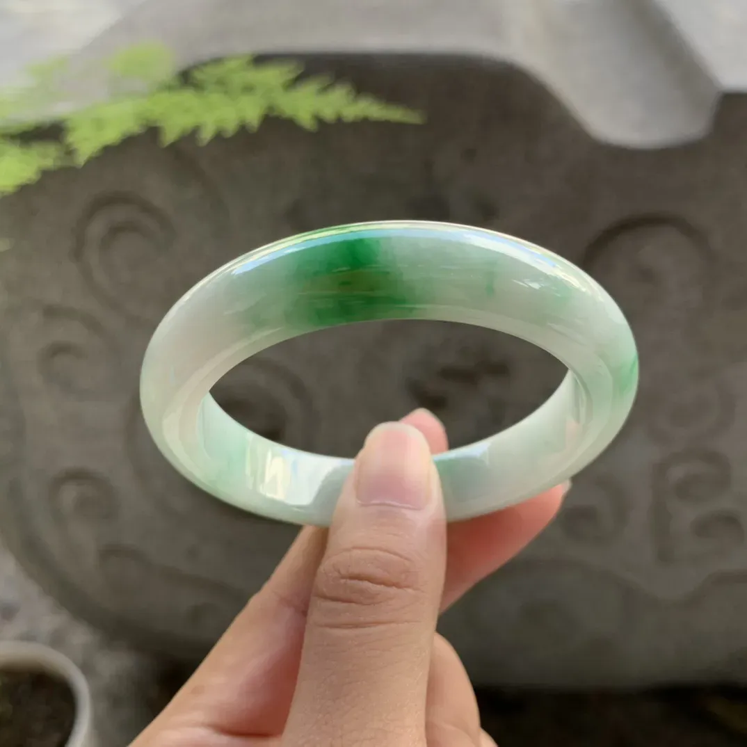 小圈口52-11.6-8 【飘绿正圈手镯】正圈52 53可戴