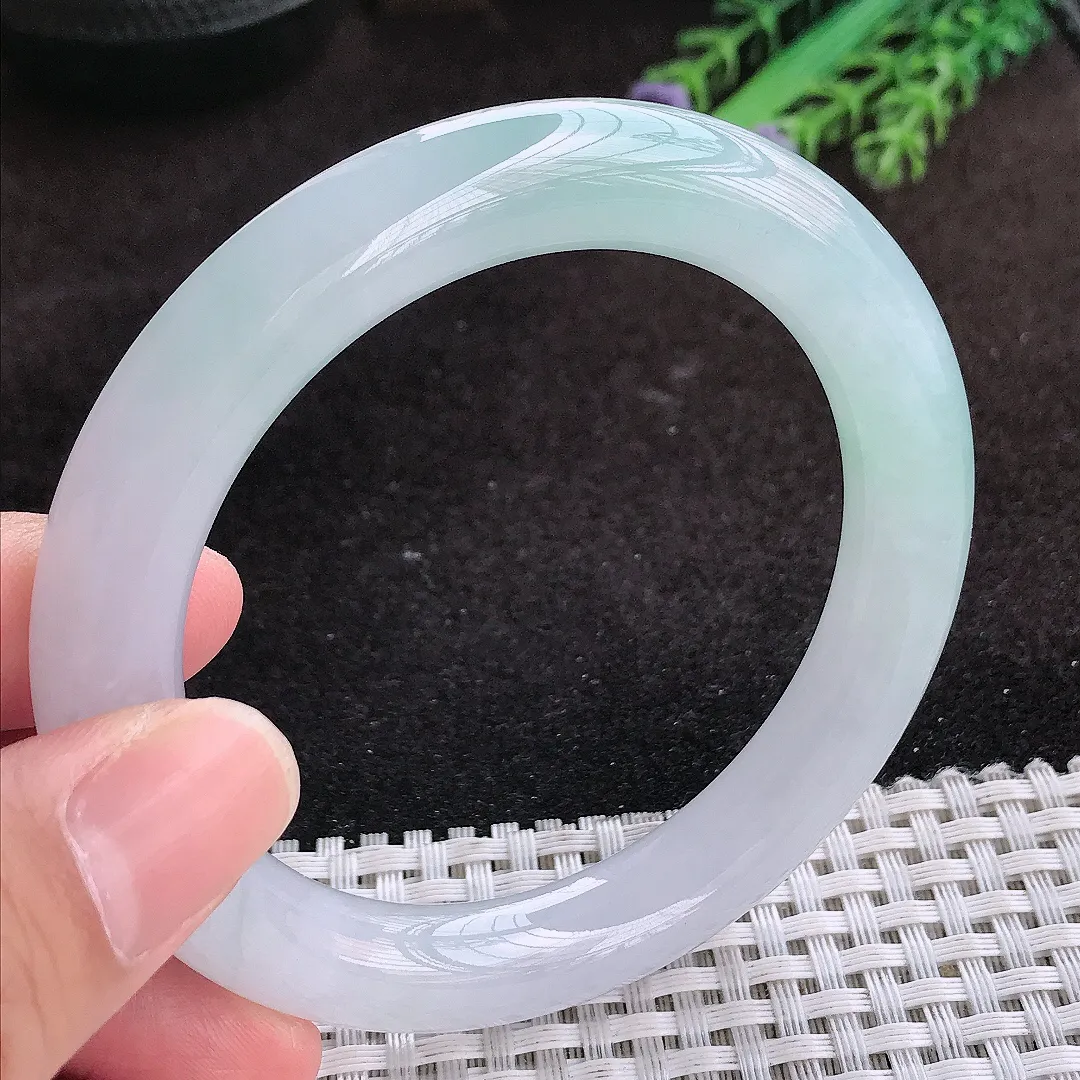自然光57/10.6/10.5老坑冰胶果冻冰晴圆条手镯翡翠玉镯子美人镯手环