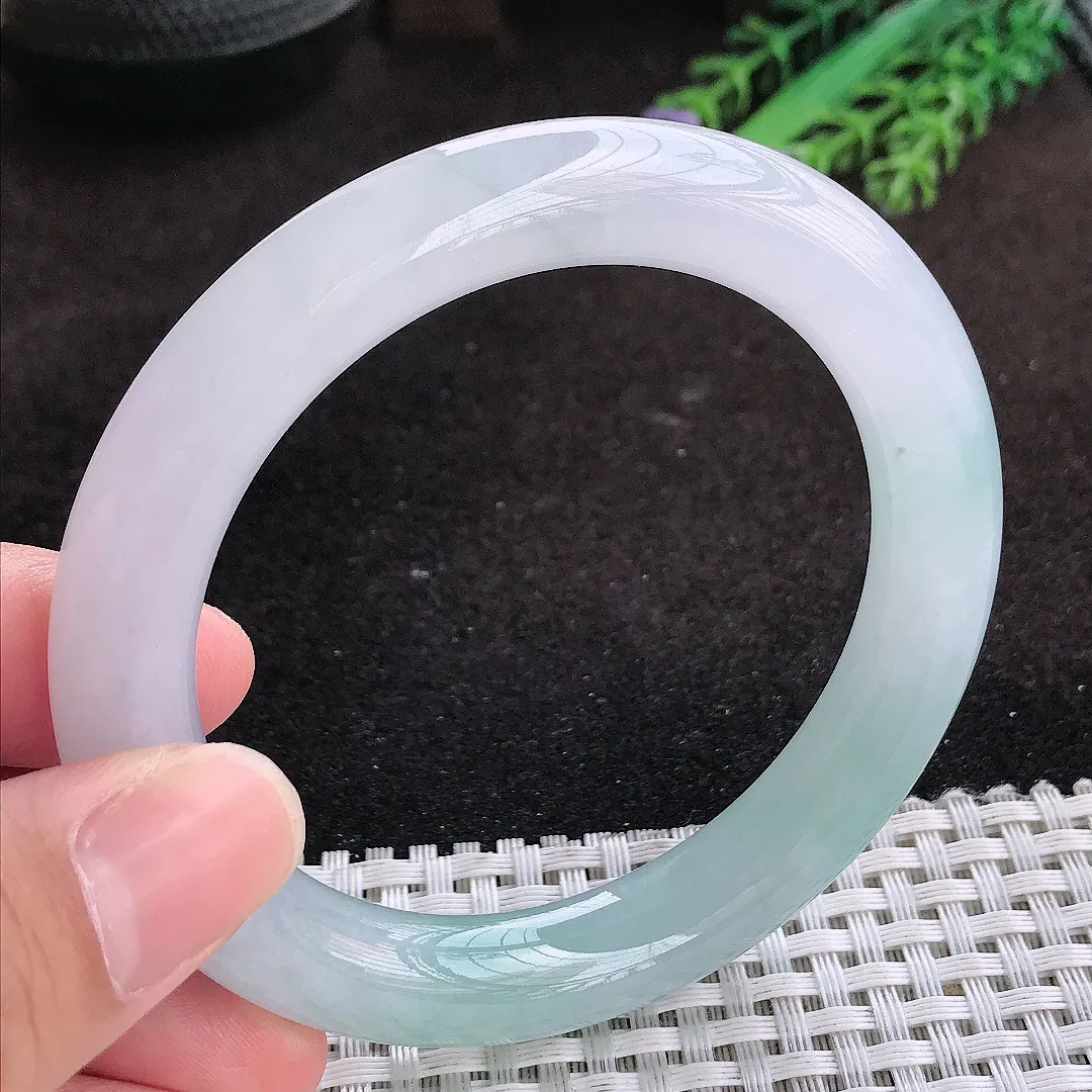 自然光57/10.6/10.5老坑冰胶果冻冰晴圆条手镯翡翠玉镯子美人镯手环