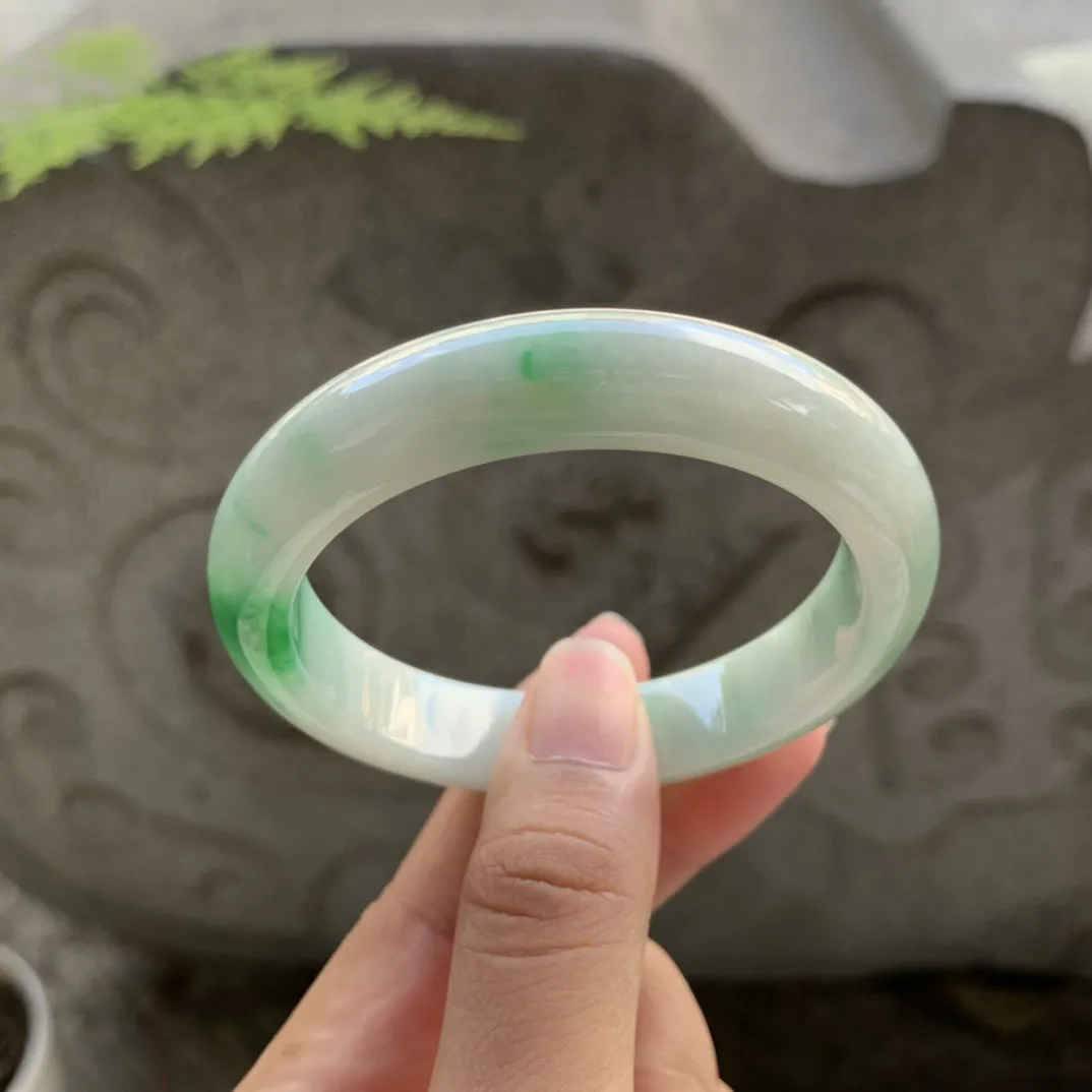 小圈口52-11.6-8 【飘绿正圈手镯】正圈52 53可戴