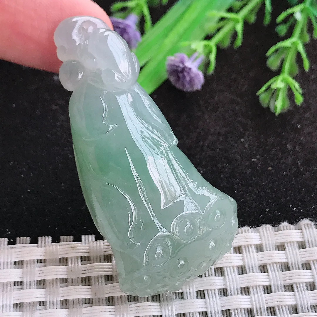 自然光52.8/25.8/12.8老坑冰胶水灵冰晴莲蓬挂件翡翠莲藕吊坠百搭