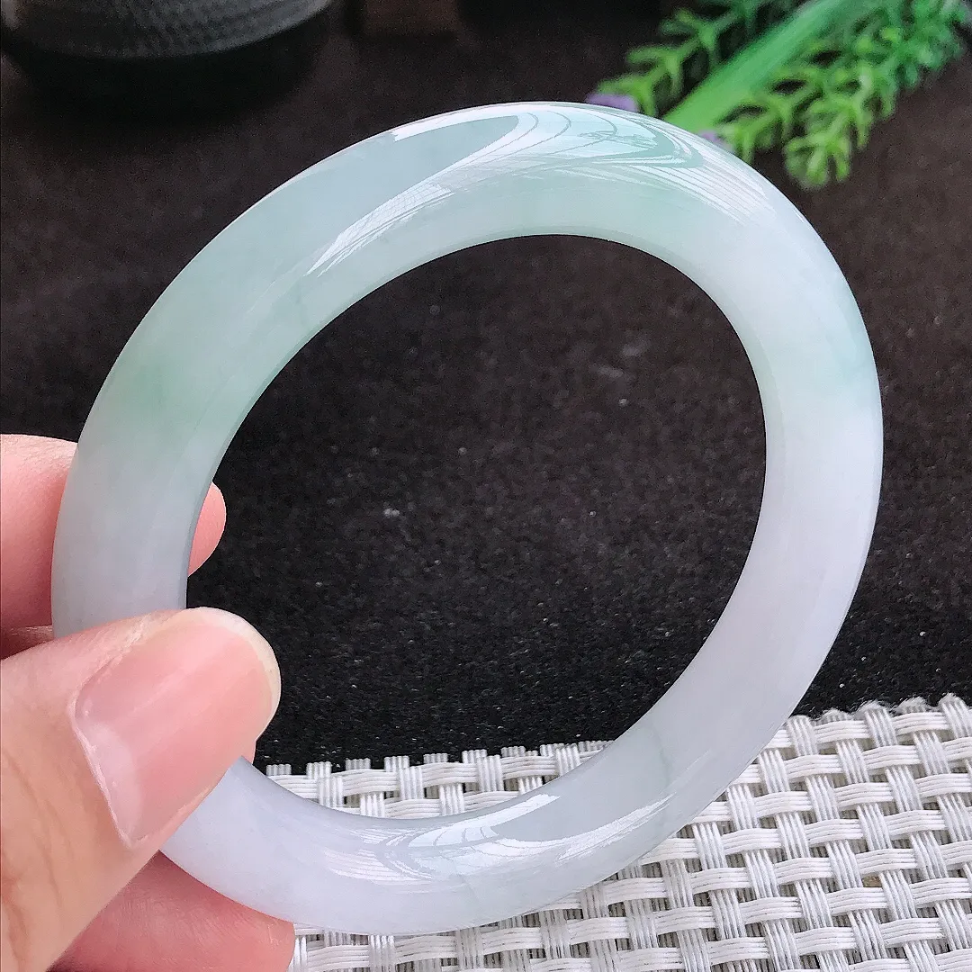 自然光57/10.6/10.5老坑冰胶果冻冰晴圆条手镯翡翠玉镯子美人镯手环