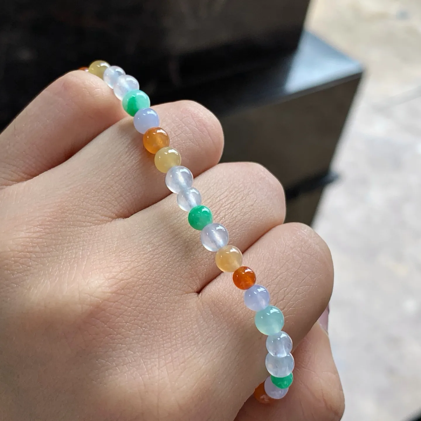 冰种珠串^_^多彩鲜艳