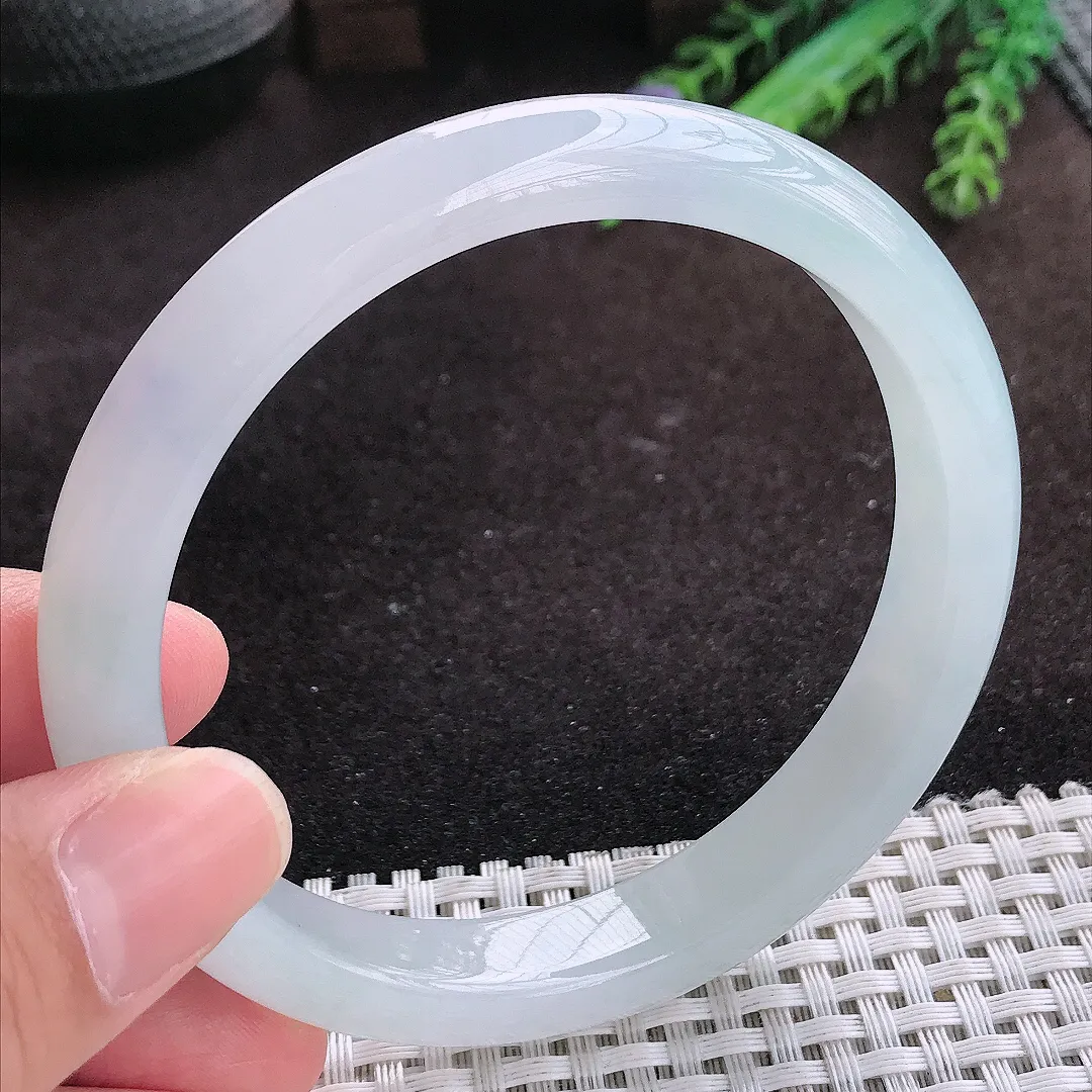自然光63.5/11/8.6老坑冰胶果冻冰纯白月光大圈口手镯翡翠玉镯子手环