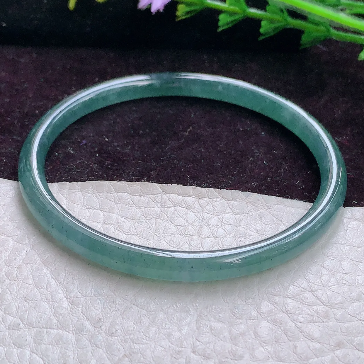 ll小细条58.5*5.2叮当镯 天然翡翠冰蓝圆条玉手镯 珠宝玉手环 美人镯