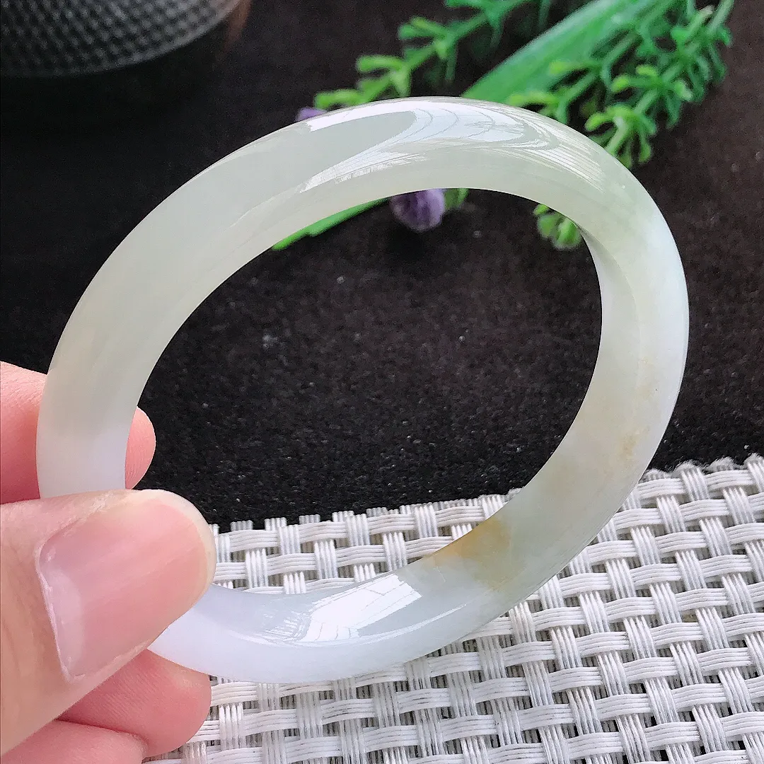 自然光54/49/9.6/7.5老坑冰润水灵飘黄翡贵妃手镯翡翠玉镯子美人镯手环