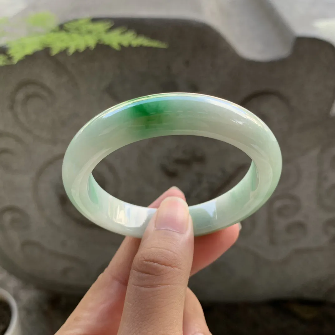 小圈口52-11.6-8 【飘绿正圈手镯】正圈52 53可戴