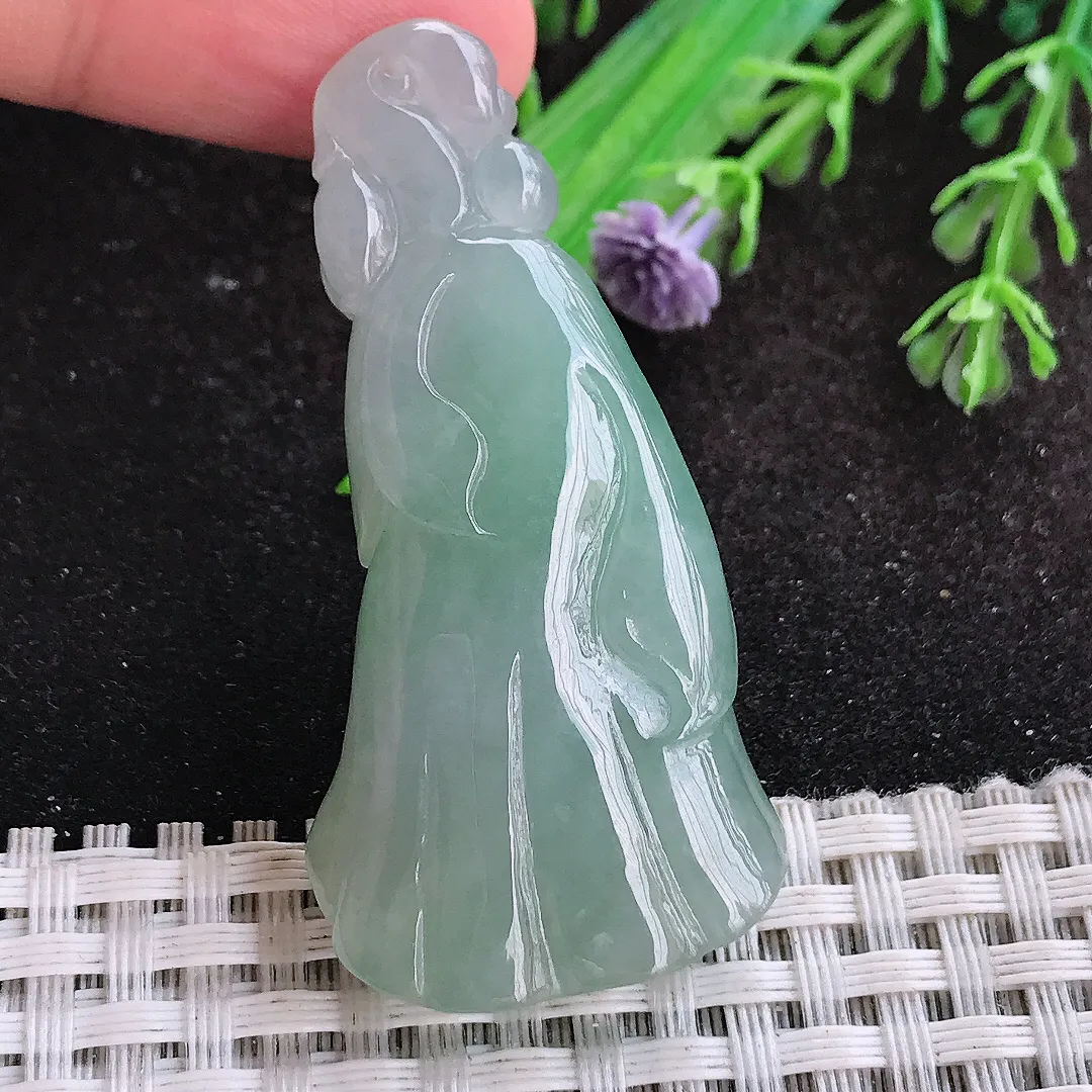 自然光52.8/25.8/12.8老坑冰胶水灵冰晴莲蓬挂件翡翠莲藕吊坠百搭