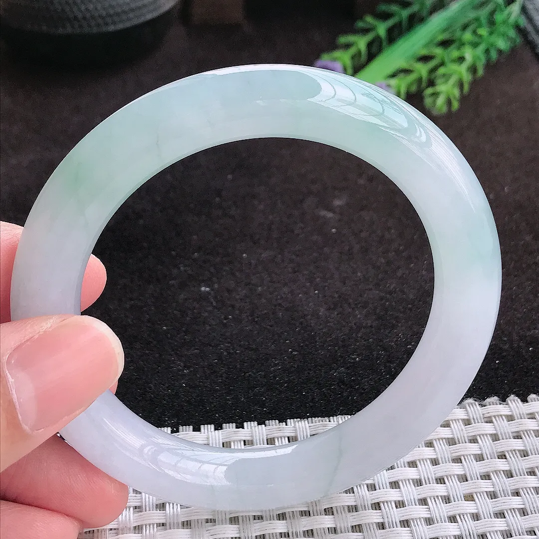 自然光57/10.6/10.5老坑冰胶果冻冰晴圆条手镯翡翠玉镯子美人镯手环