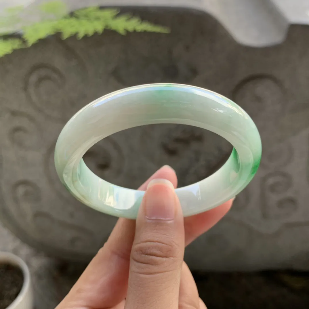 小圈口52-11.6-8 【飘绿正圈手镯】正圈52 53可戴