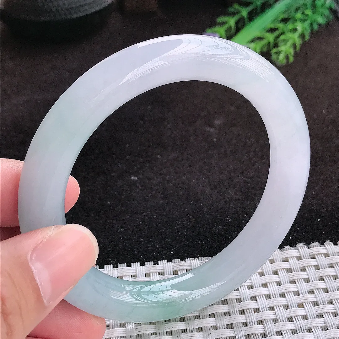 自然光57/10.6/10.5老坑冰胶果冻冰晴圆条手镯翡翠玉镯子美人镯手环