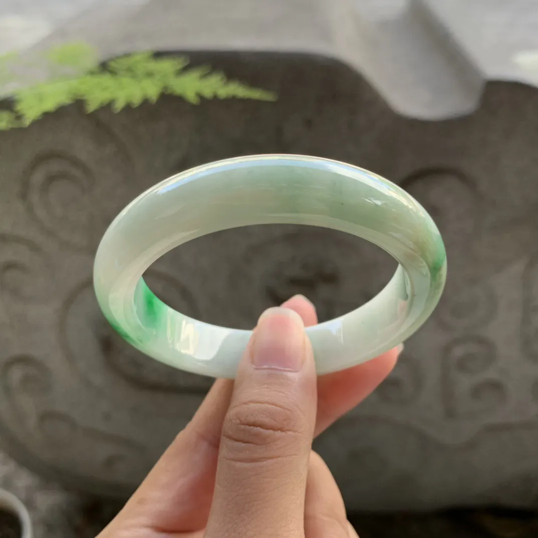 小圈口52-11.6-8 【飘绿正圈手镯】正圈52 53可戴