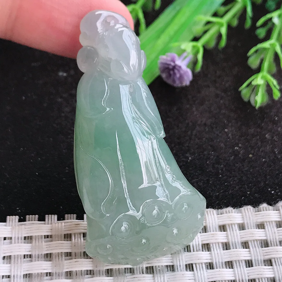 自然光52.8/25.8/12.8老坑冰胶水灵冰晴莲蓬挂件翡翠莲藕吊坠百搭