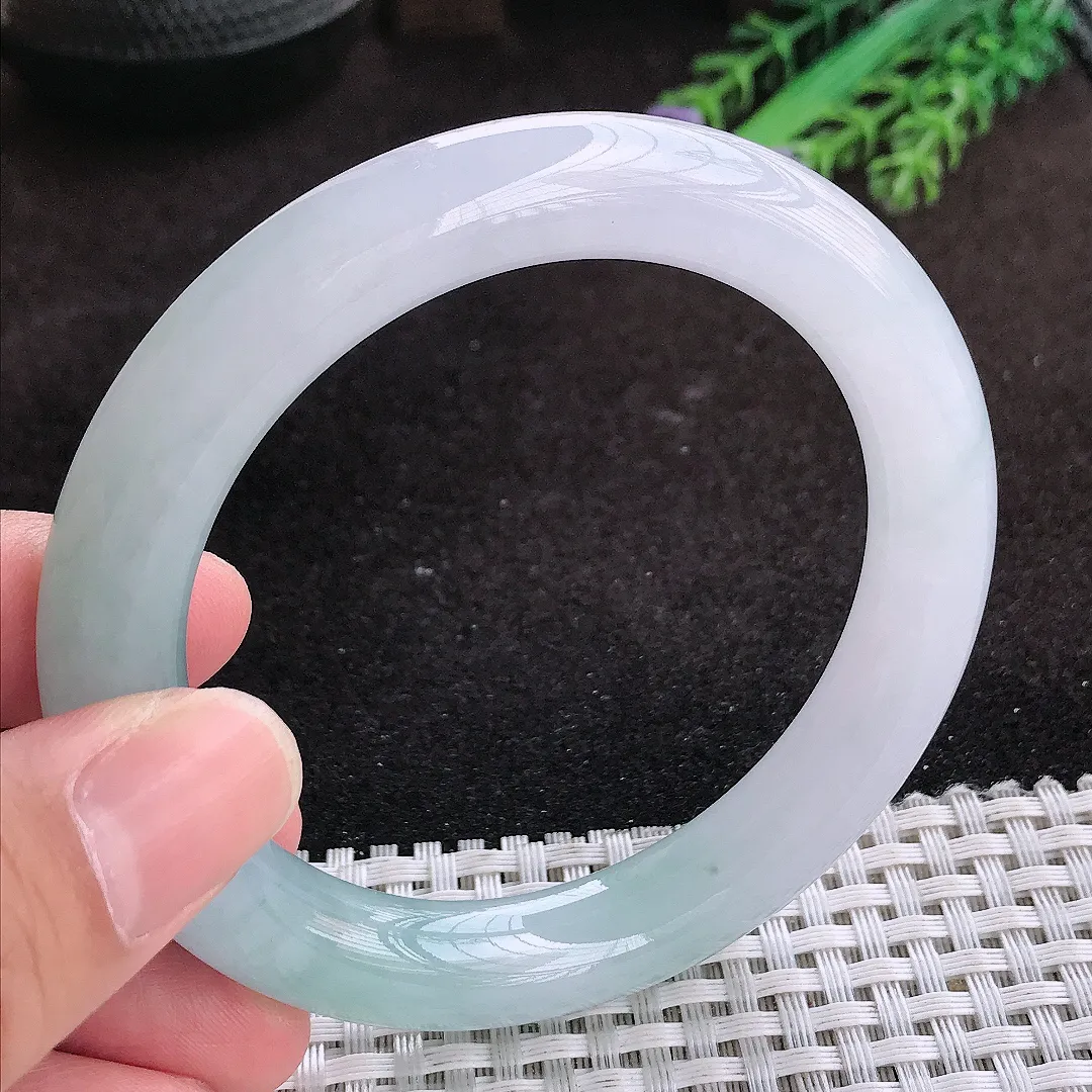 自然光57/10.6/10.5老坑冰胶果冻冰晴圆条手镯翡翠玉镯子美人镯手环