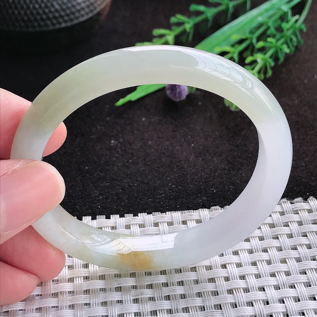 自然光54/49/9.6/7.5老坑冰润水灵飘黄翡贵妃手镯翡翠玉镯子美人镯手环