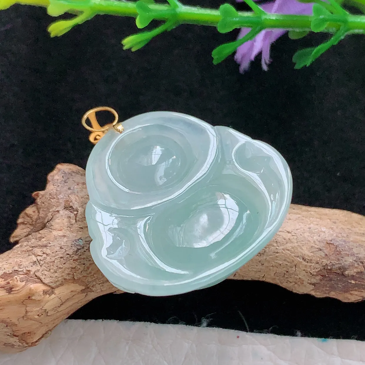 x54实拍24*26.5*7.7老坑天然翡翠冰晴绿饱满佛公 开心佛玉挂件 玉吊坠