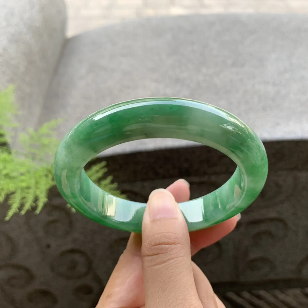 圈口57.3-12.3-9.2【芙蓉绿正圈手镯】正圈57 58可戴