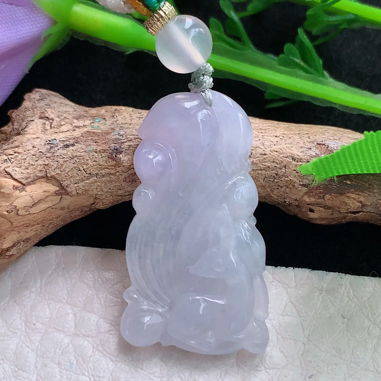 zen实拍30*17*5老坑天然翡翠冰紫九尾狐 前程似锦玉挂件 毛衣坠