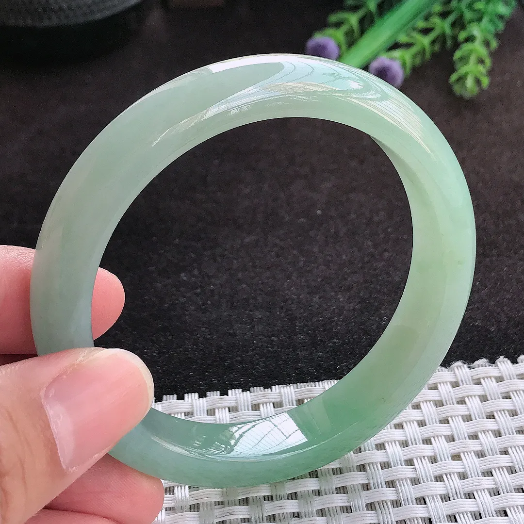 自然光56/11.6/8.3老坑冰胶水灵冰晴宽边手镯翡翠玉镯子美人镯手环