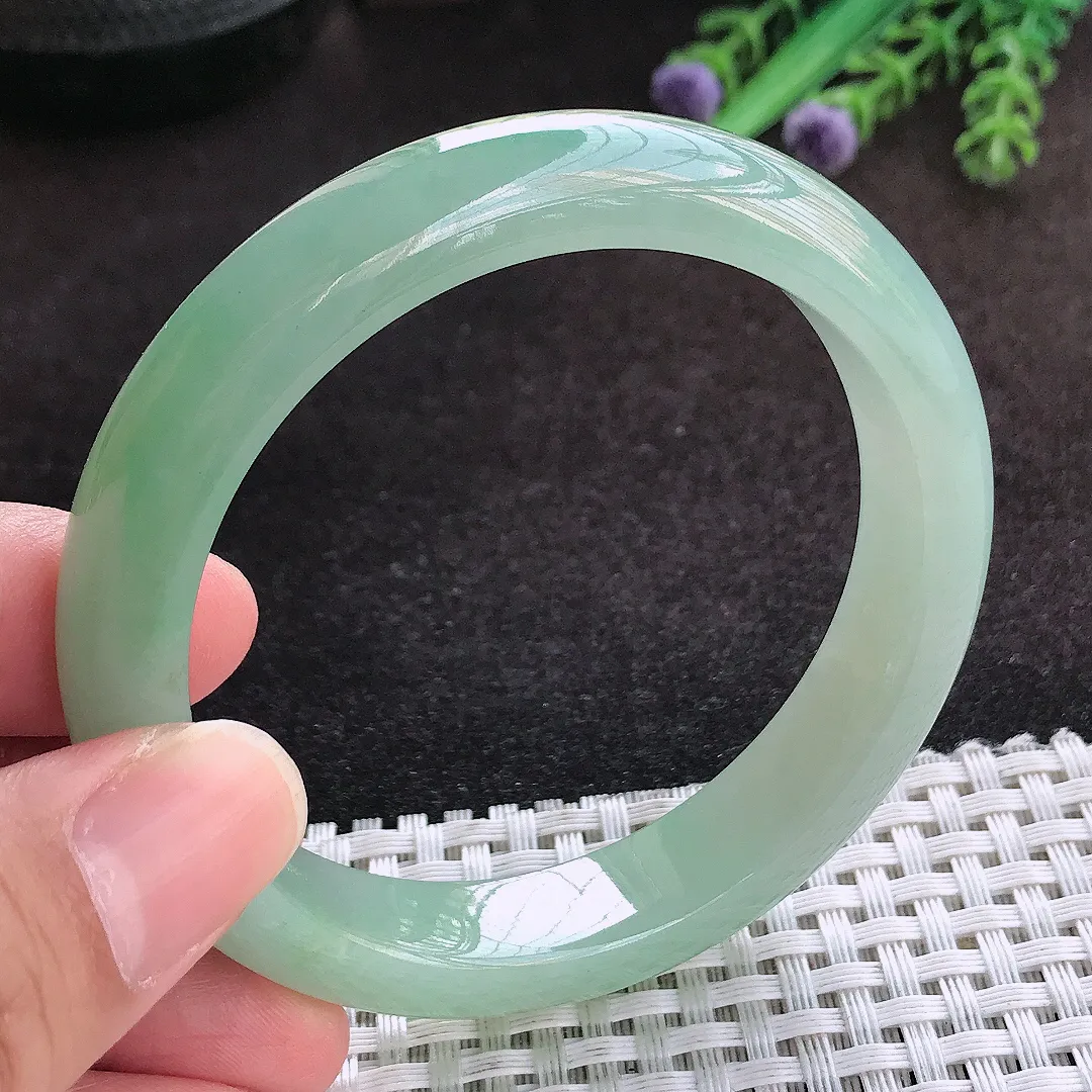 自然光56/11.6/8.3老坑冰胶水灵冰晴宽边手镯翡翠玉镯子美人镯手环