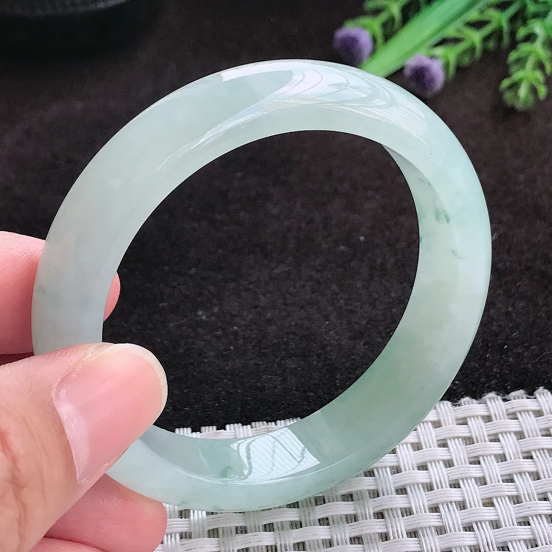 自然光52.5/12.8/7.8老坑冰透果冻胶飘花手镯翡翠玉镯子美人镯手环