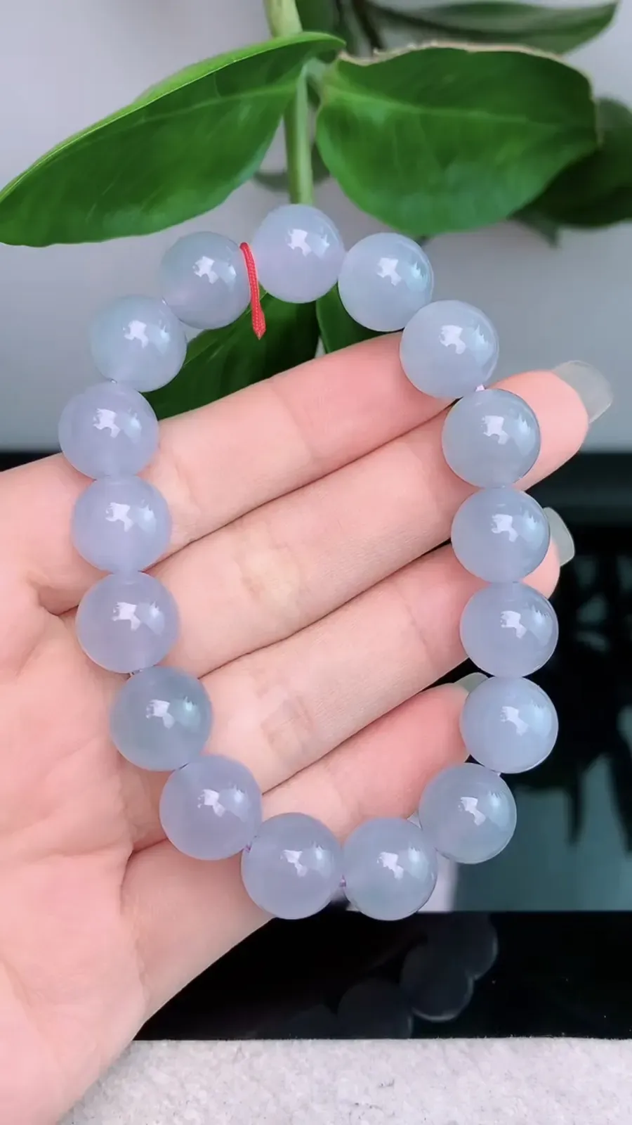 天然A货翡翠-冰润紫罗兰胶感圆珠手串1018-281，尺寸取大11.6，重量49.10g