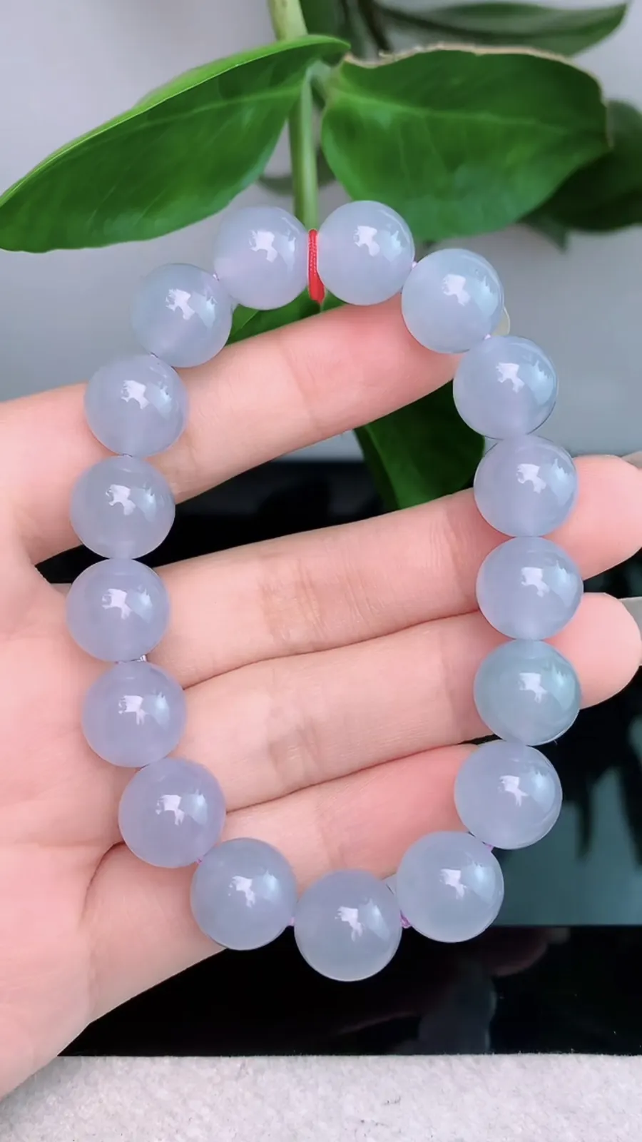 天然A货翡翠-冰润紫罗兰胶感圆珠手串1018-281，尺寸取大11.6，重量49.10g