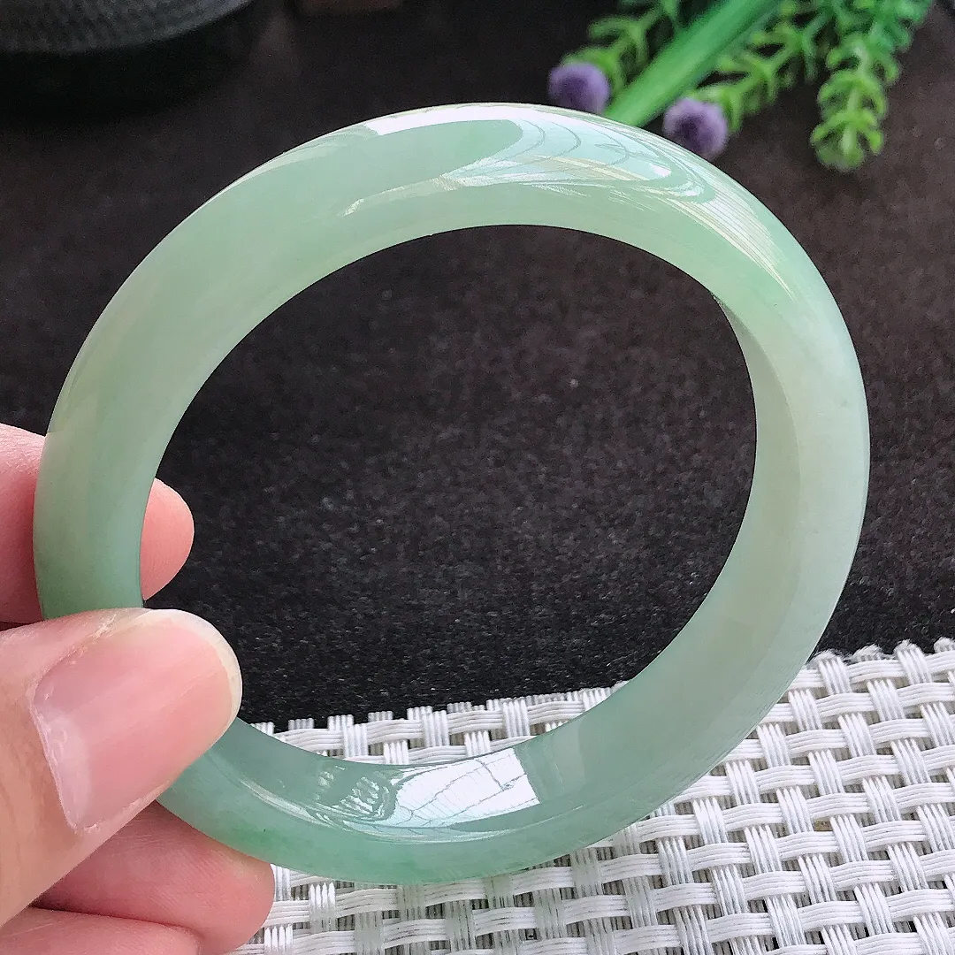 自然光56/11.6/8.3老坑冰胶水灵冰晴宽边手镯翡翠玉镯子美人镯手环