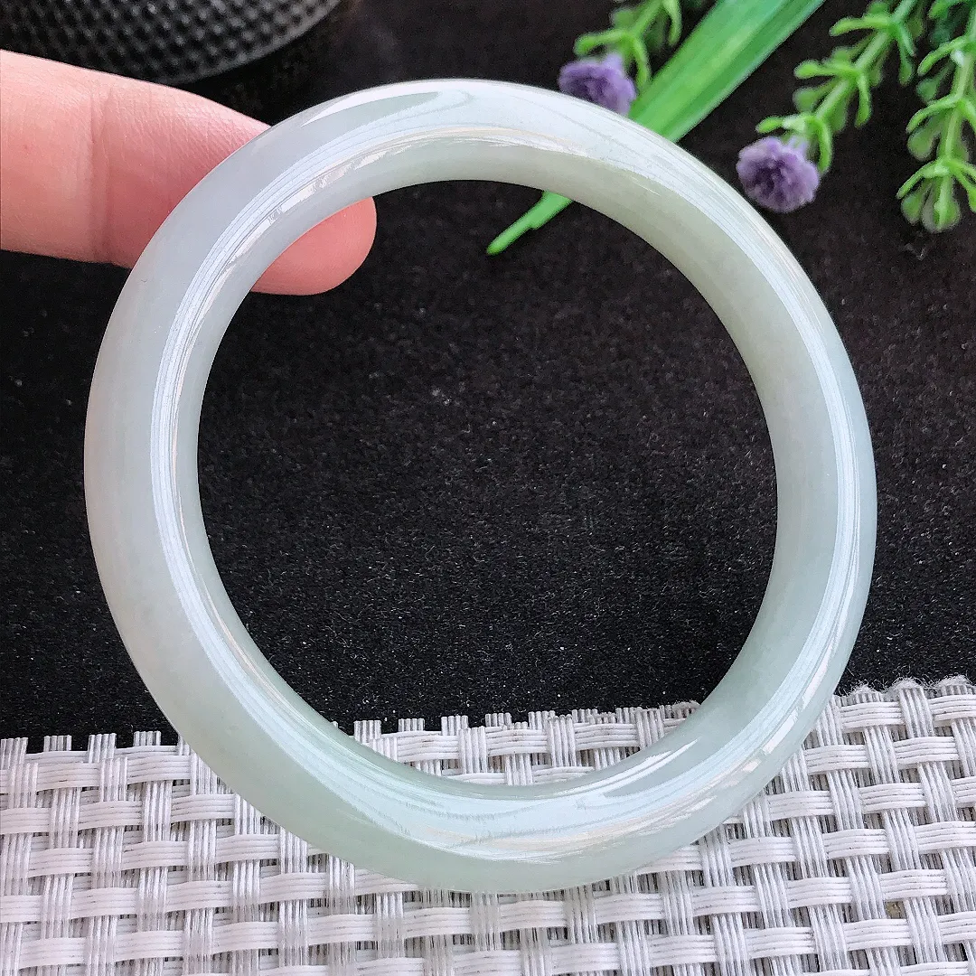 自然光54.8/8.6/8.9老坑秀气温润圆条手镯翡翠玉镯子美人镯手环